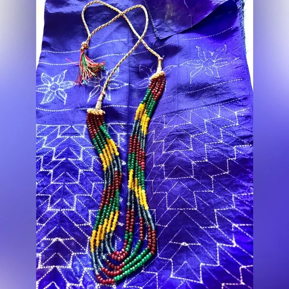 Stunning!New! Multicoloured beaded necklace with 5 lines . Royal necklace,